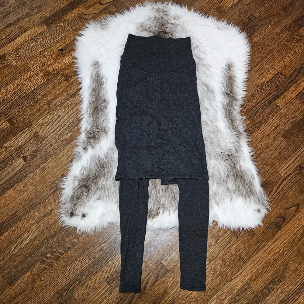 Skirted Leggings Stretch Knit Made in Korea Gray